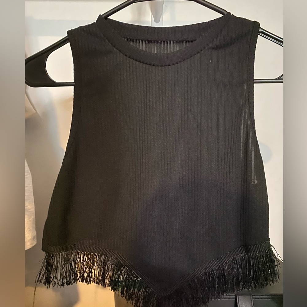 Black fringe tank top